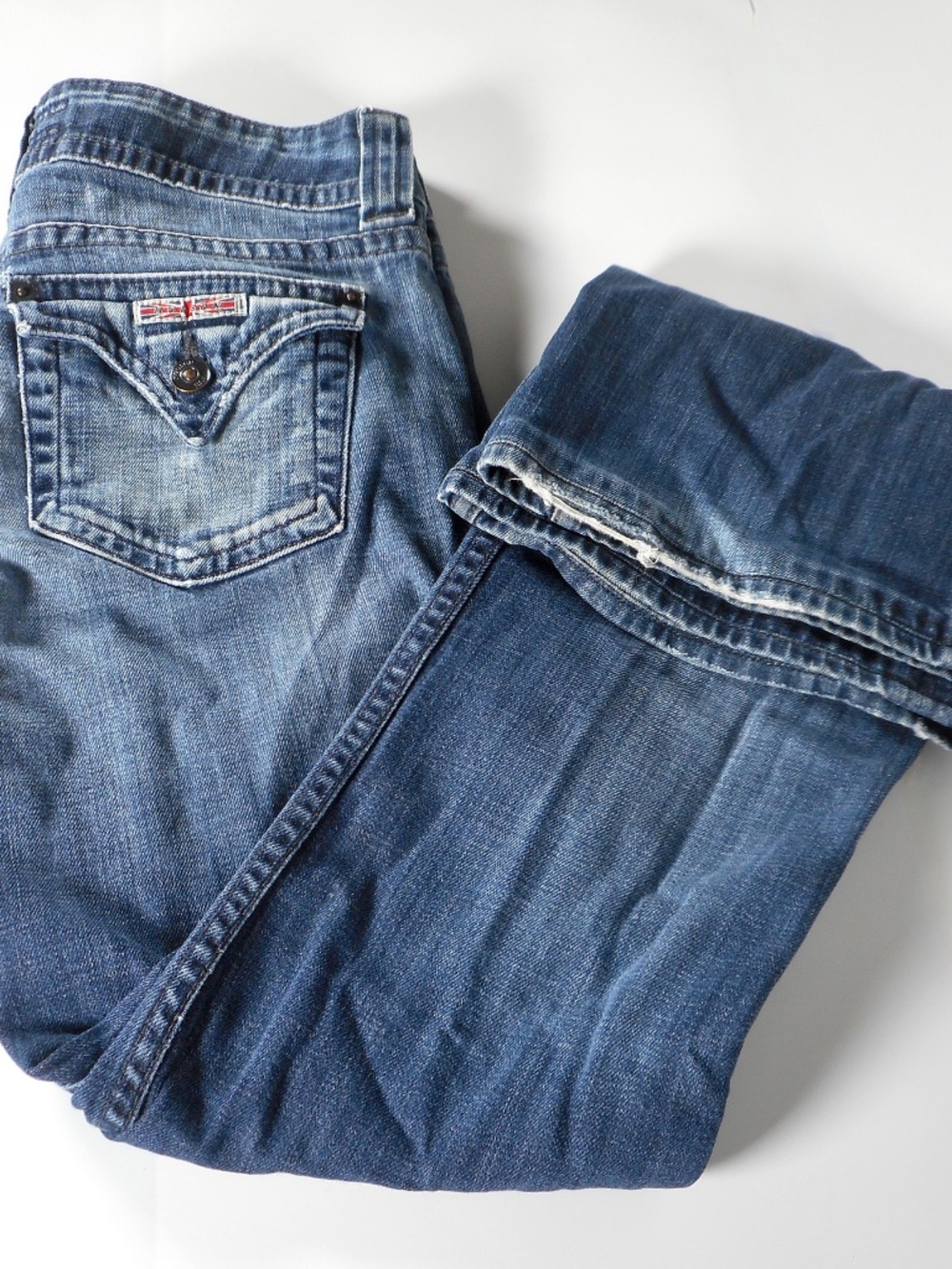 Y2K Hudson 28 Denim Jean W170DHK Bootcut Low-Rise USA Flap Pocket 28x31.5 HEMMED - Picture 8 of 12
